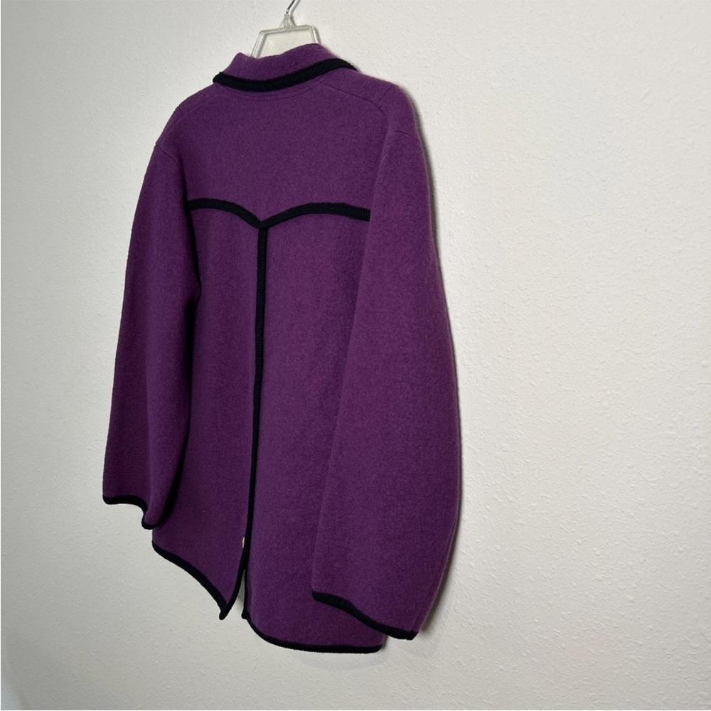 Vintage 100% Pure Wool Cardigan Made In Germany Women’s Size 14 Purple M & O - Picture 12 of 13